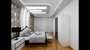 Modern alçıpan yatak başlığı LED ışıklı